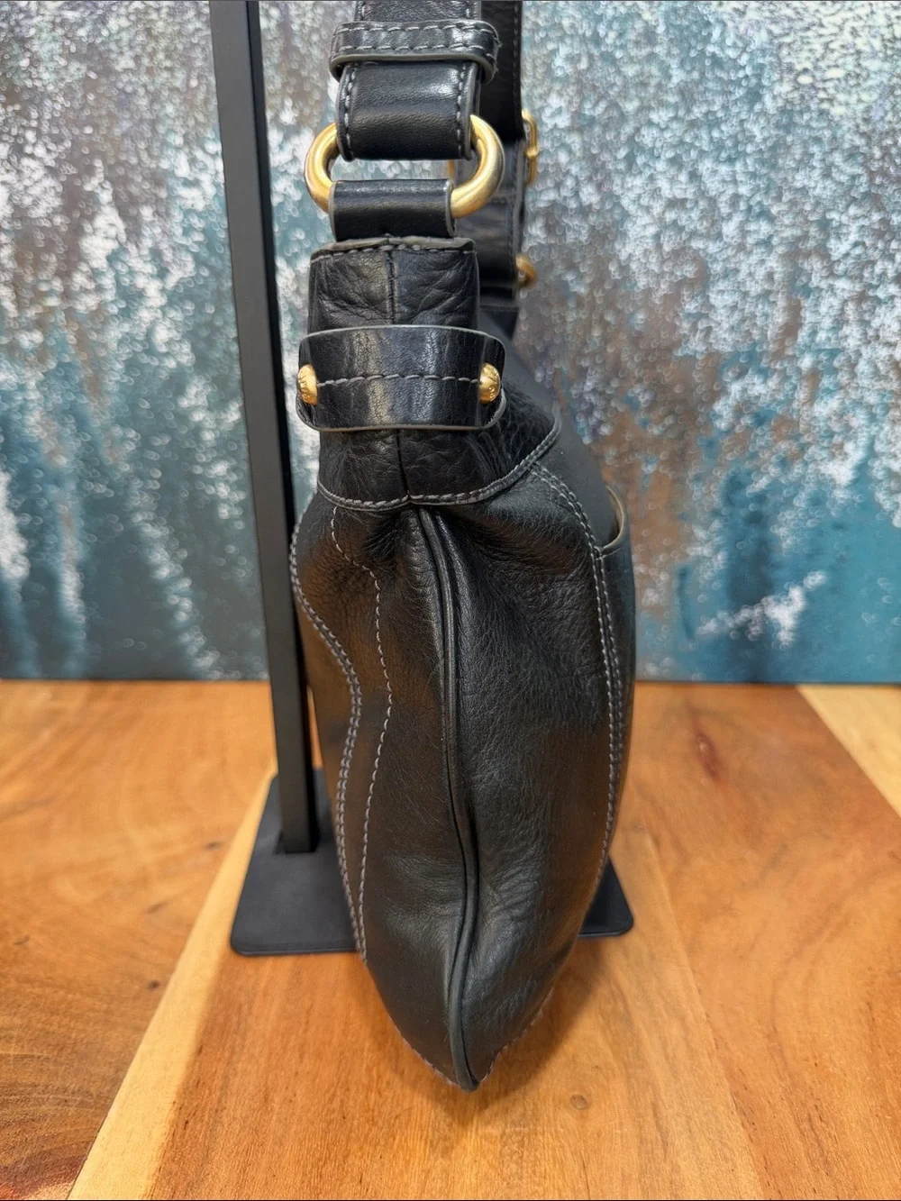 Liz Claiborne Old Money Vintage Black Leather Shoulder Bag VGUC